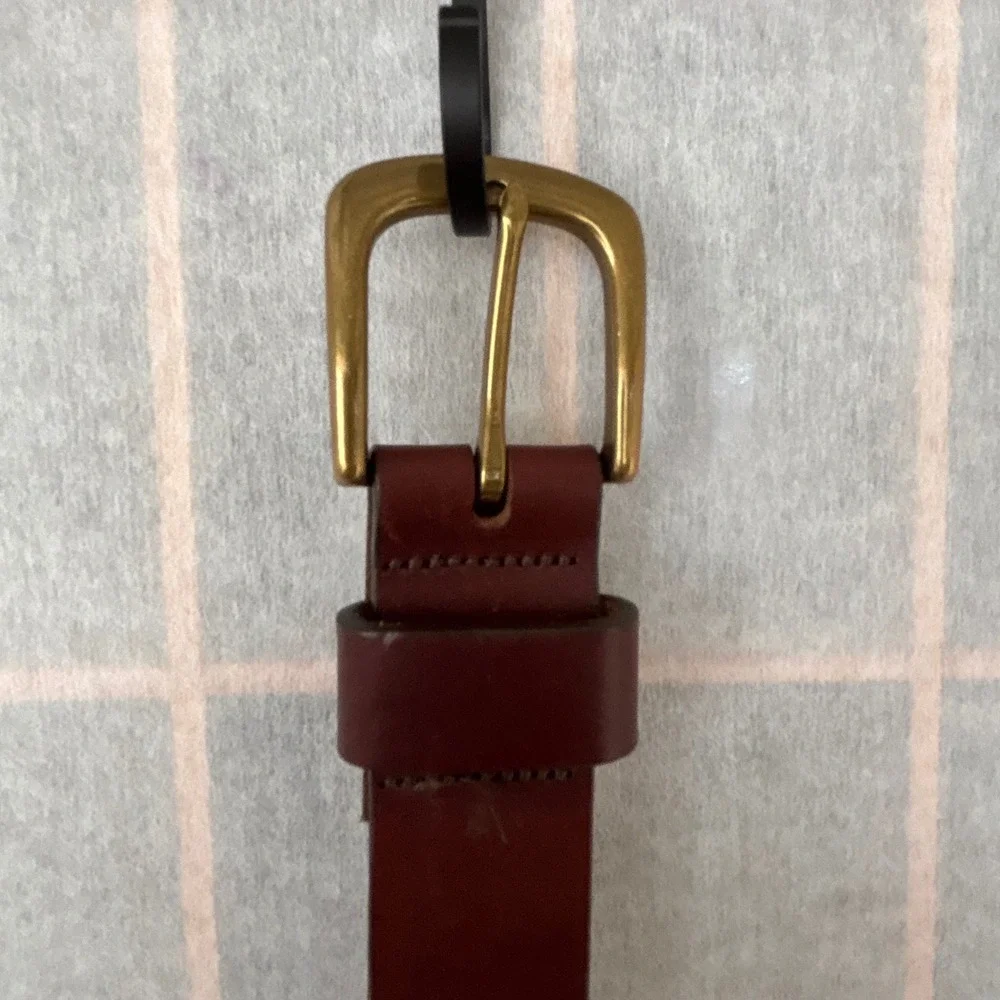 Mens Duluth Trading Company‎ Leather Belt Brass Buckle Classic Casual Dress Belt
